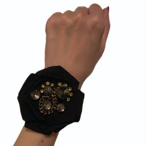 Black Ribbon Jewelled Bracelet